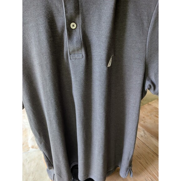 Nautica Polo Men's Medium Gray Short Sleeved Slim Fit Cotton Poly Blend Preppy - Picture 5 of 16